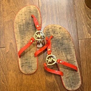 Michael Kors Red Thong Sandals with Logo